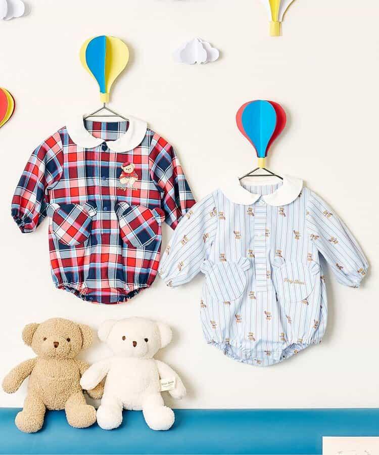 tiny bear 條紋與格子連體衣
