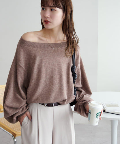 【Discoat】超細羊毛單肩套頭衫