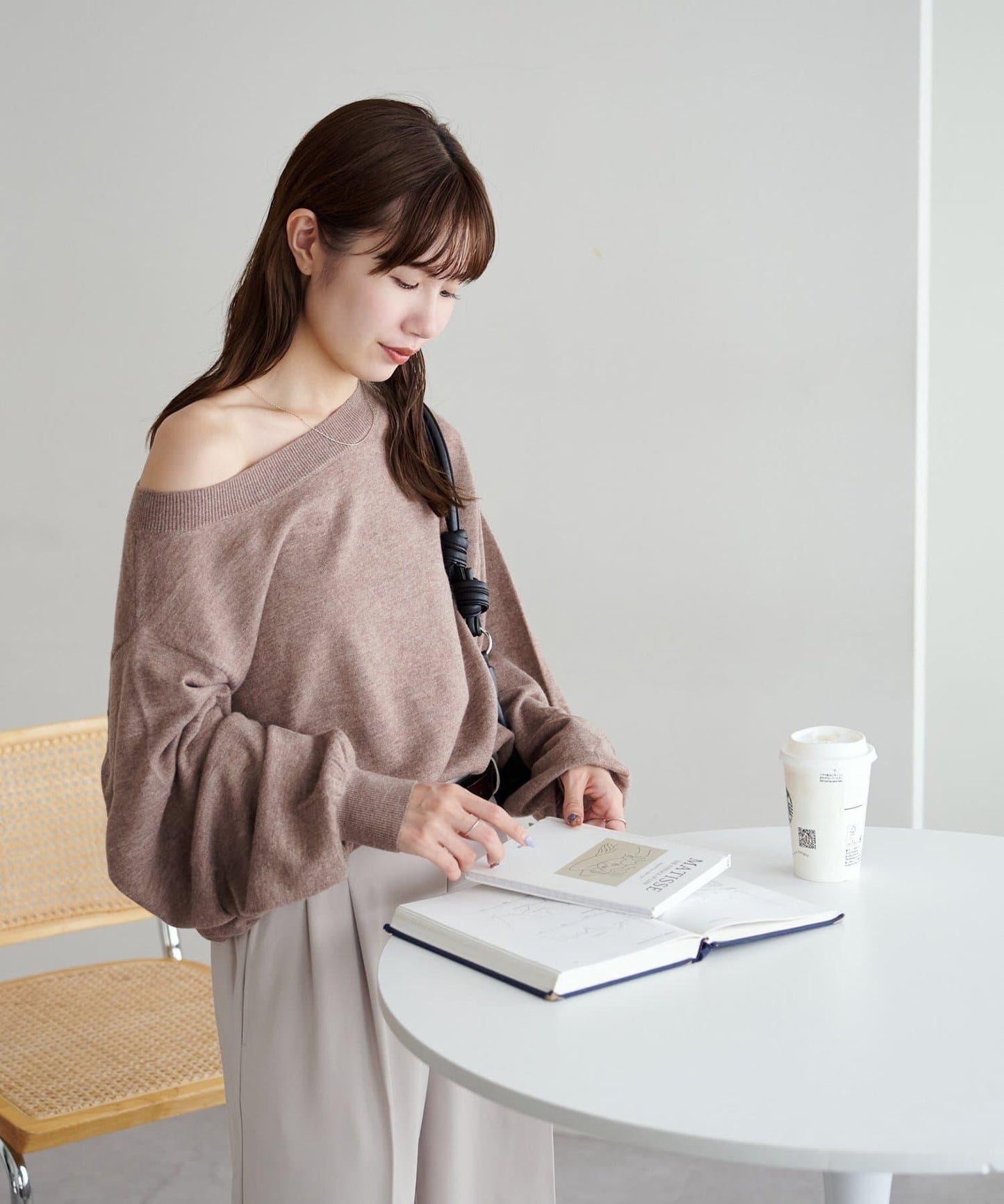 【Discoat】超細羊毛單肩套頭衫