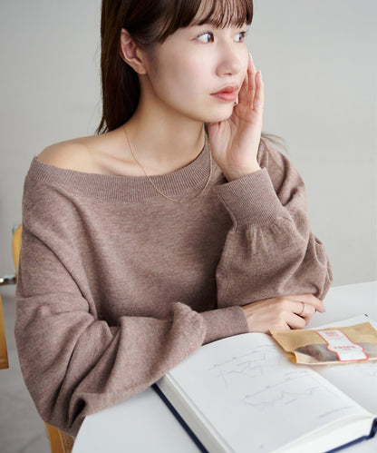 【Discoat】超細羊毛單肩套頭衫