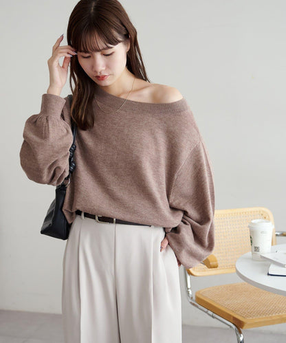 【Discoat】超細羊毛單肩套頭衫