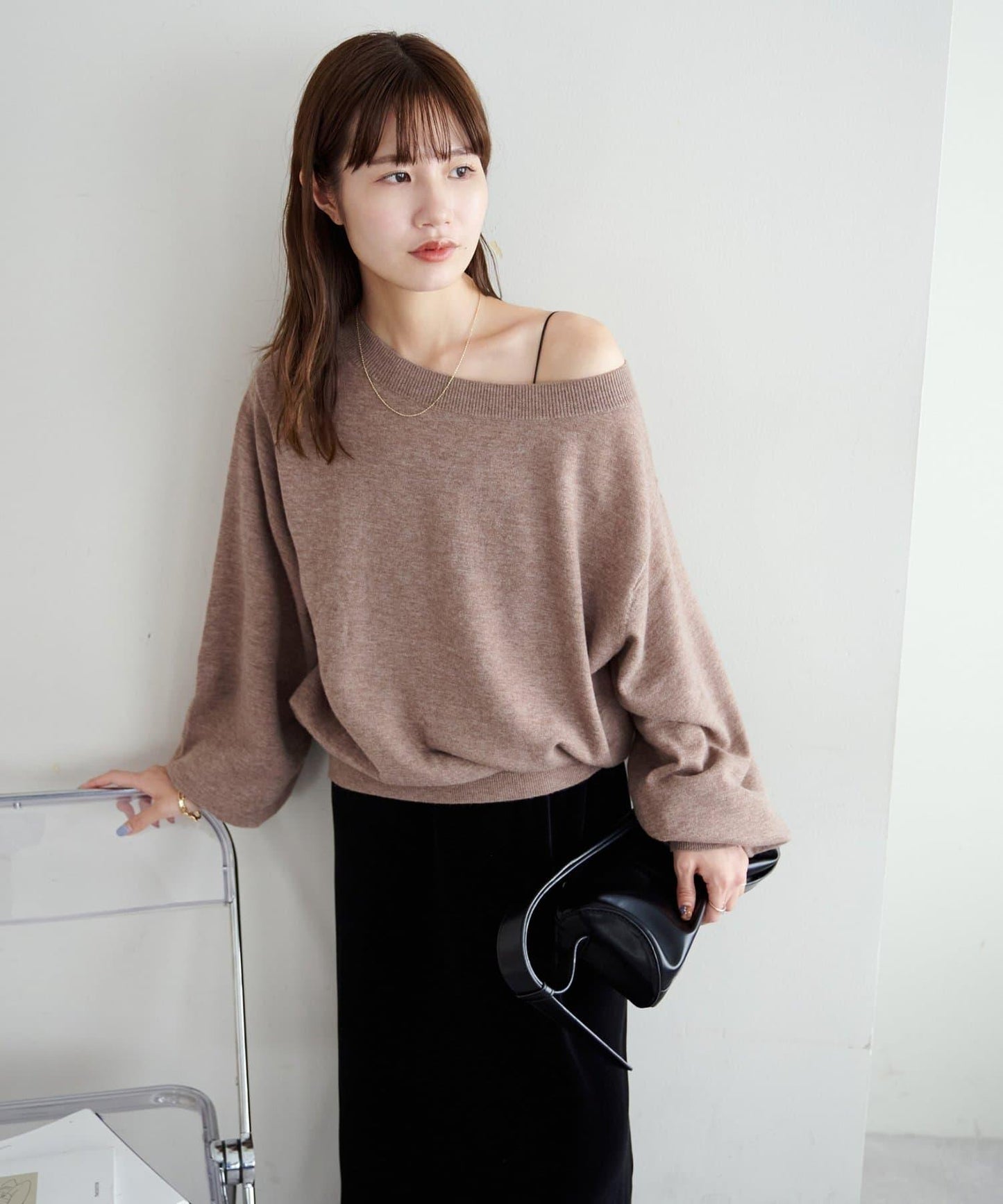 【Discoat】超細羊毛單肩套頭衫