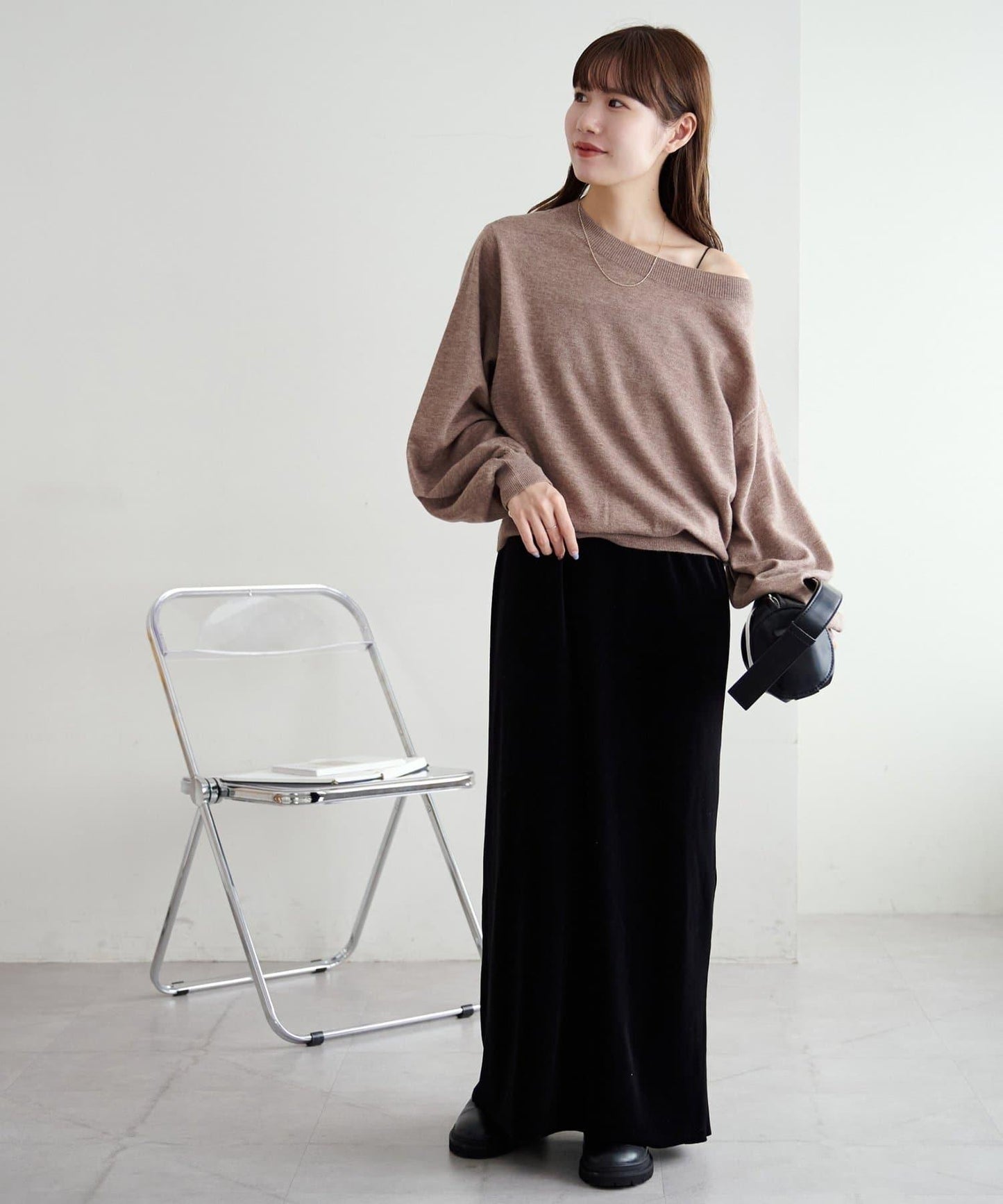 【Discoat】超細羊毛單肩套頭衫