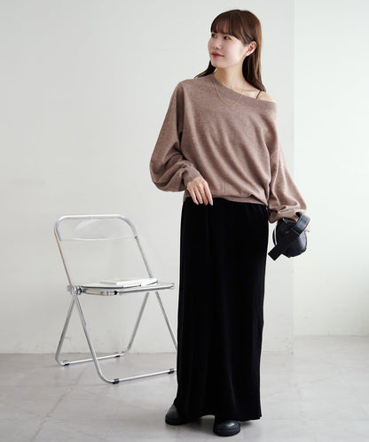 【Discoat】超細羊毛單肩套頭衫