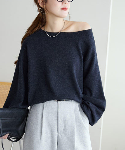 【Discoat】超細羊毛單肩套頭衫