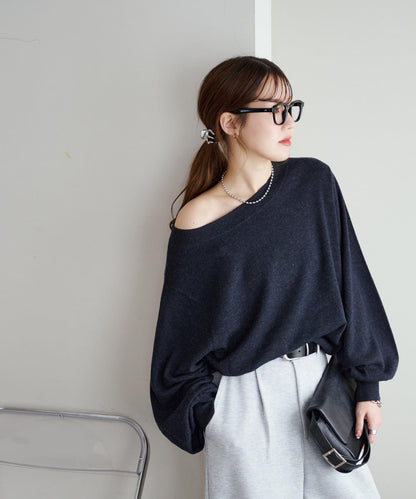 【Discoat】超細羊毛單肩套頭衫