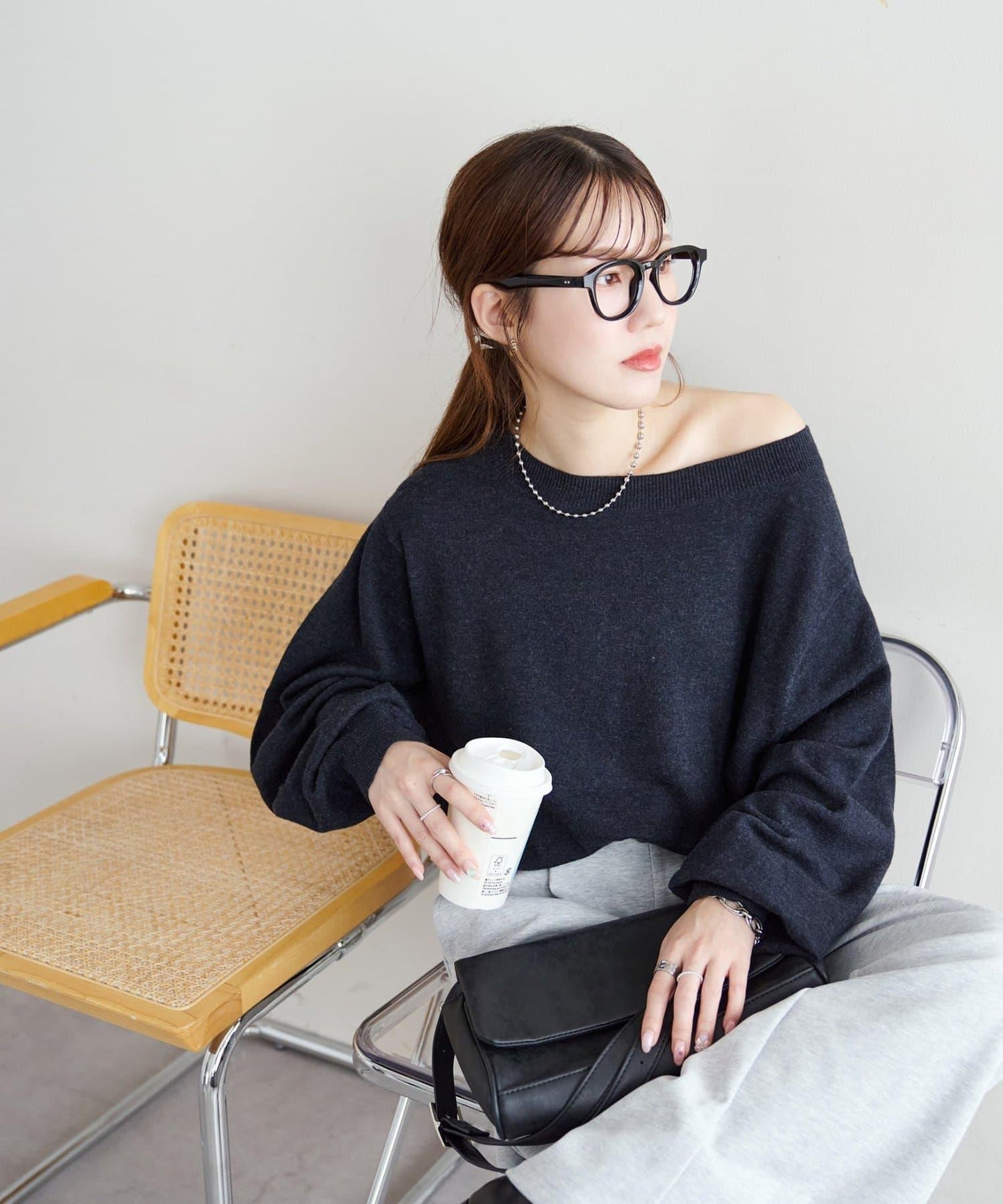 【Discoat】超細羊毛單肩套頭衫