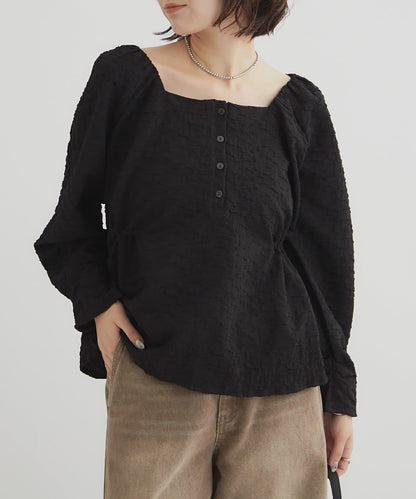 【mystic】壓花長袖襯衫