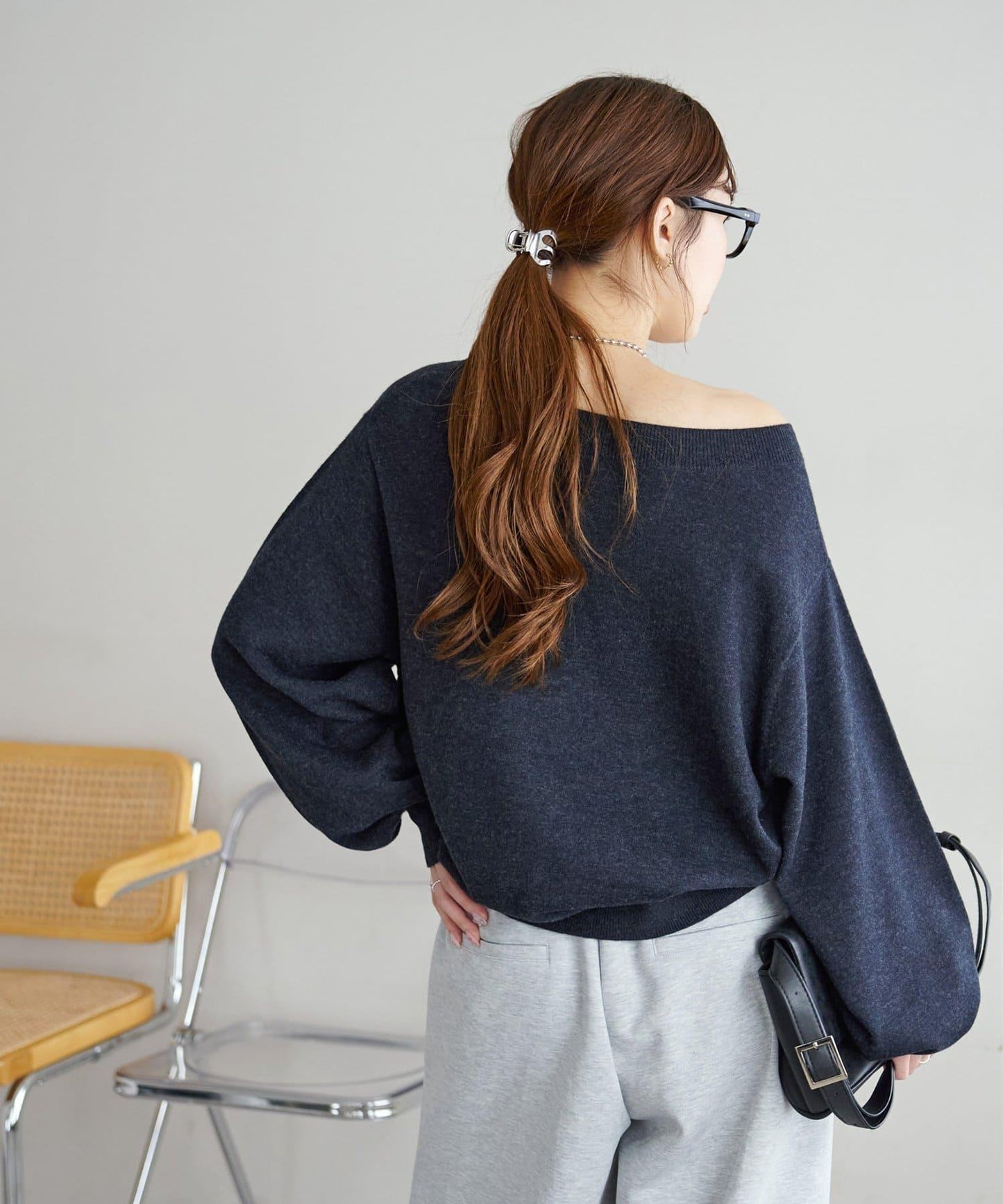 【Discoat】超細羊毛單肩套頭衫