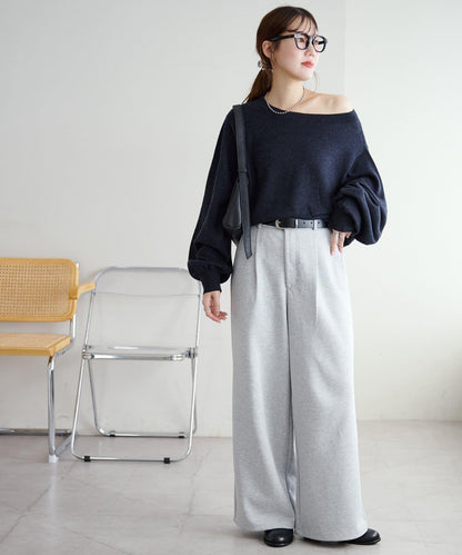 【Discoat】超細羊毛單肩套頭衫