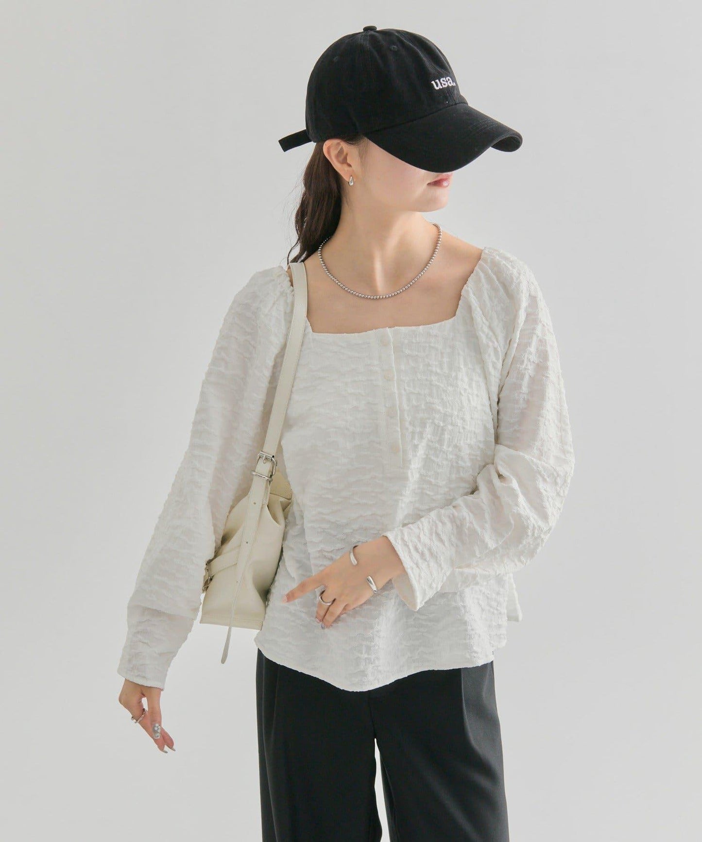 【mystic】壓花長袖襯衫