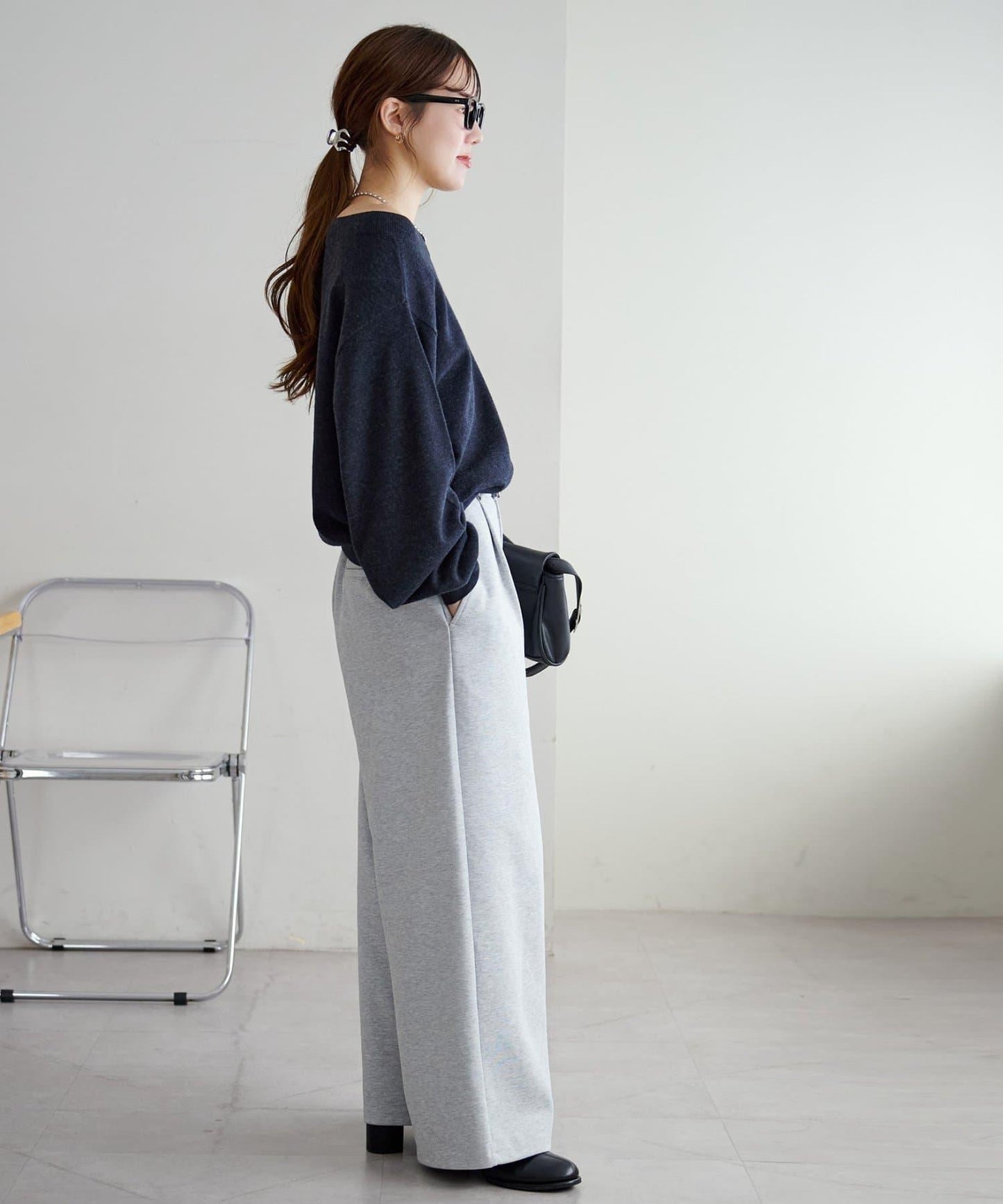 【Discoat】超細羊毛單肩套頭衫