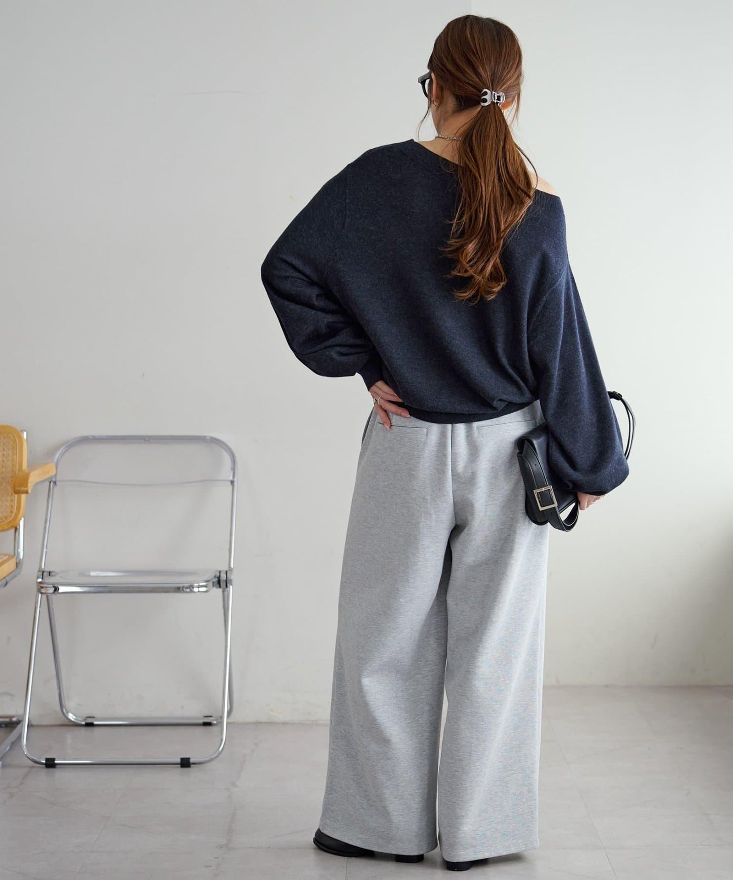 【Discoat】超細羊毛單肩套頭衫