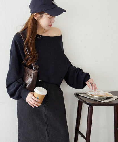 【Discoat】超細羊毛單肩套頭衫