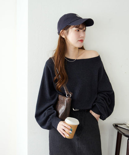 【Discoat】超細羊毛單肩套頭衫