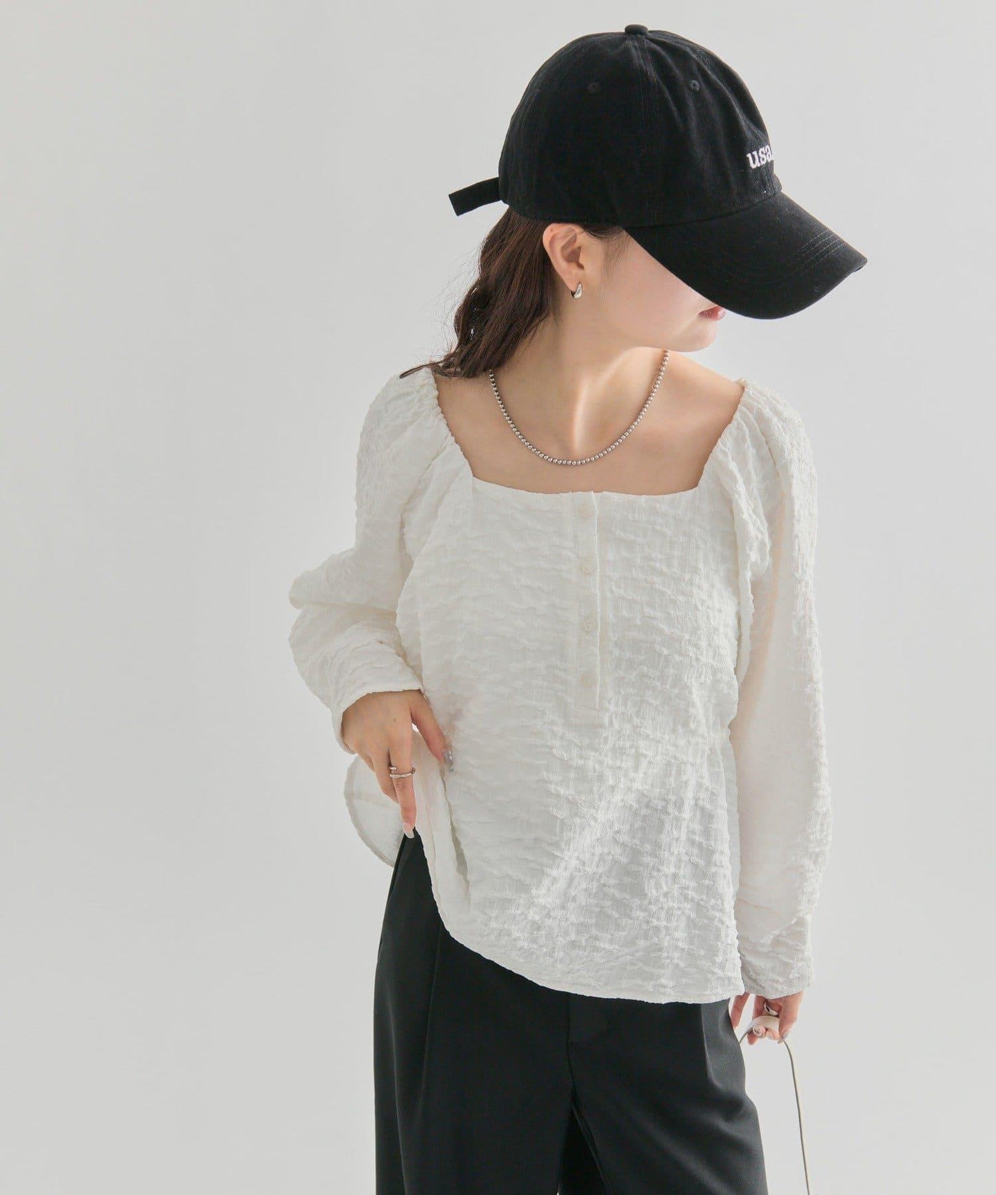 【mystic】壓花長袖襯衫