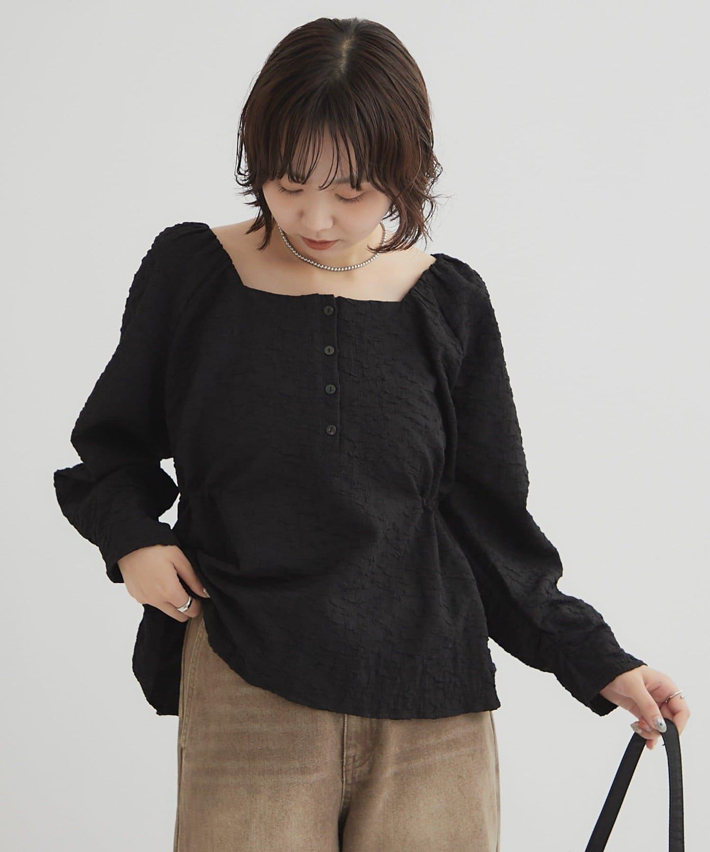 【mystic】壓花長袖襯衫