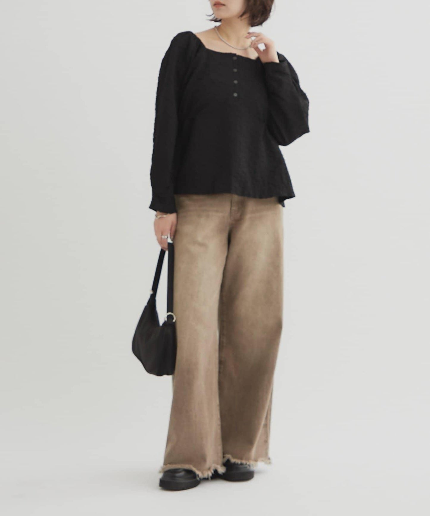 【mystic】壓花長袖襯衫