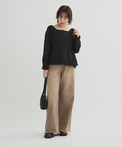 【mystic】壓花長袖襯衫