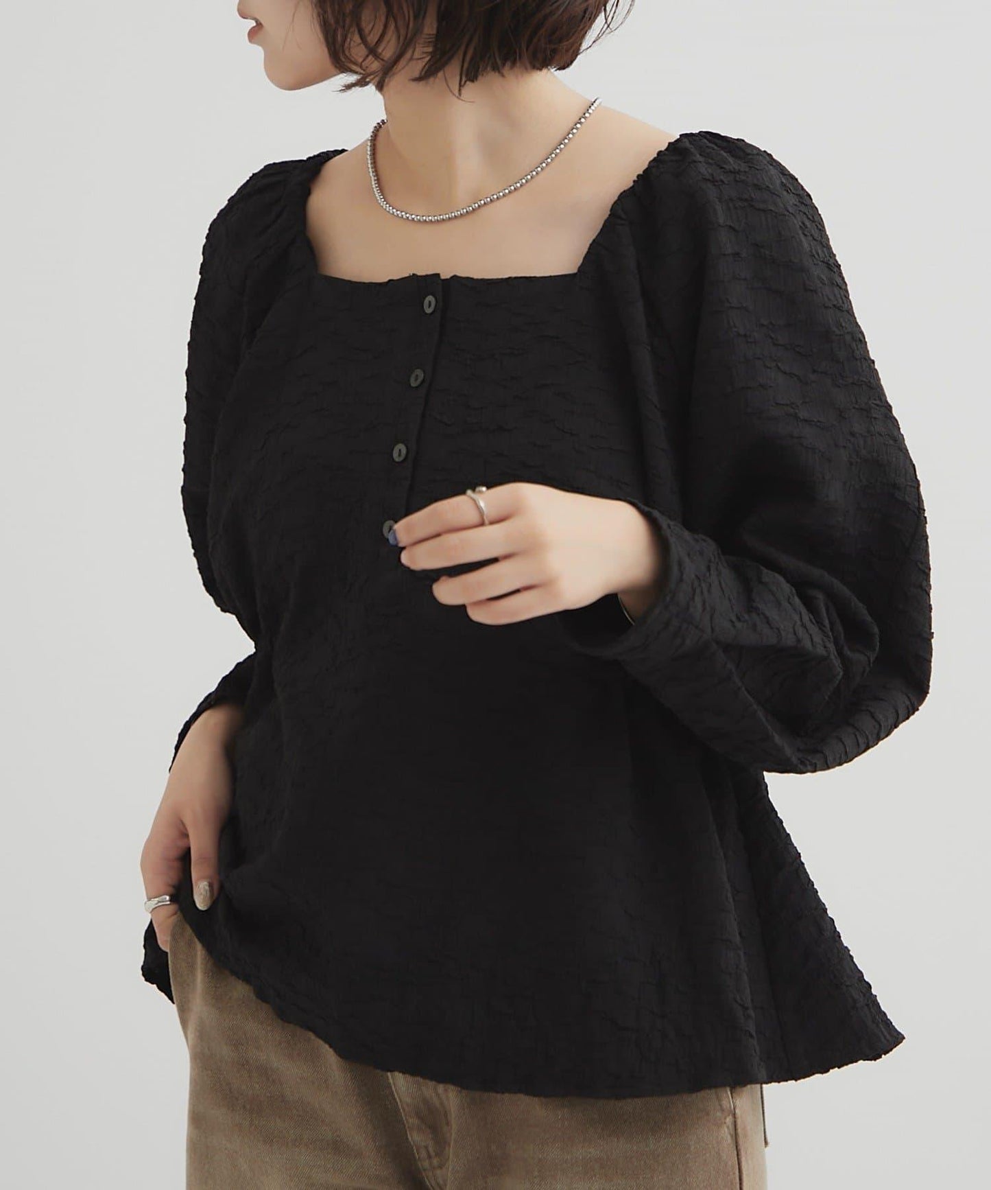 【mystic】壓花長袖襯衫