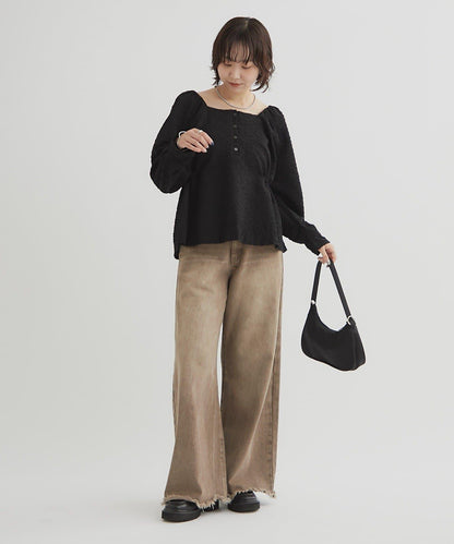 【mystic】壓花長袖襯衫