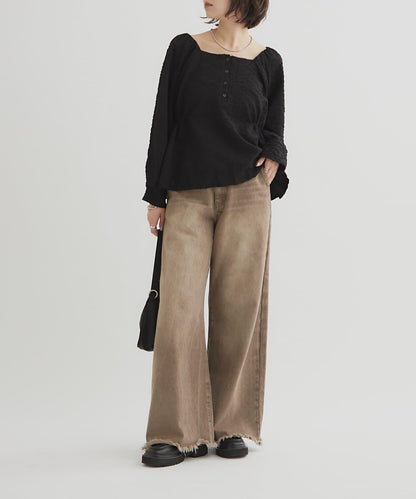 【mystic】壓花長袖襯衫