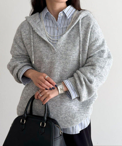 連帽針織套頭衫