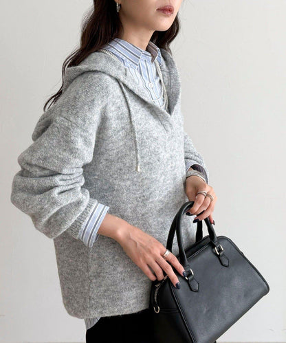 連帽針織套頭衫