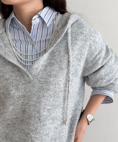 連帽針織套頭衫