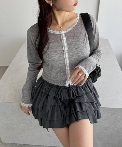 蕾絲拼接針織開衫