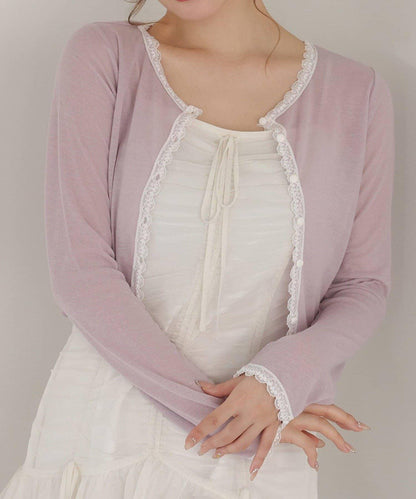 蕾絲拼接針織開衫