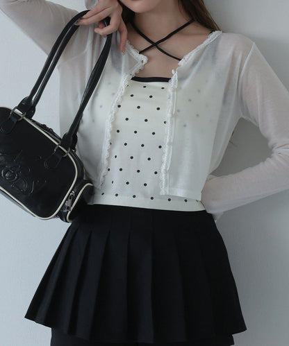 蕾絲拼接針織開衫