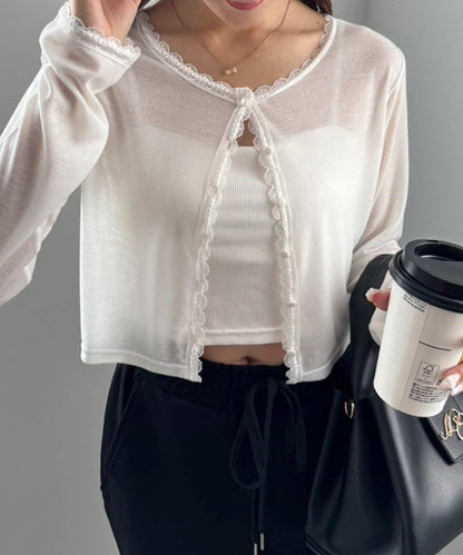 蕾絲拼接針織開衫