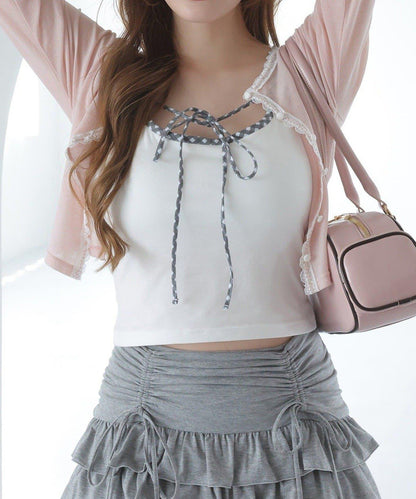 蕾絲拼接針織開衫