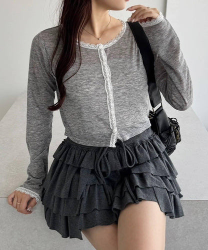 蕾絲拼接針織開衫