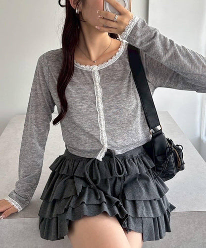 蕾絲拼接針織開衫