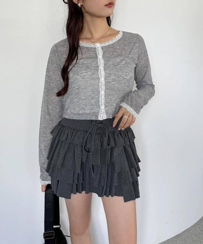 蕾絲拼接針織開衫