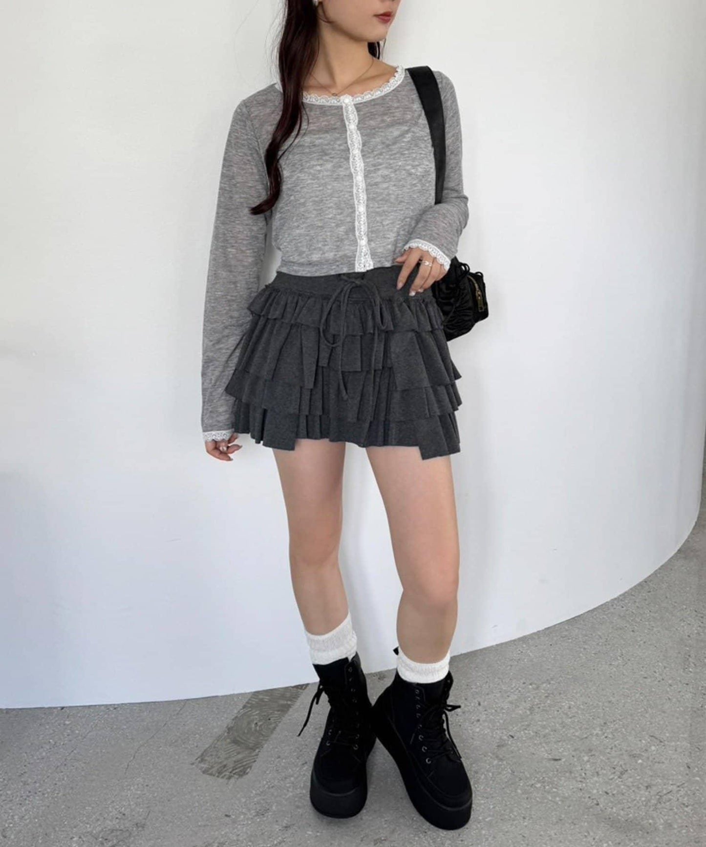 蕾絲拼接針織開衫