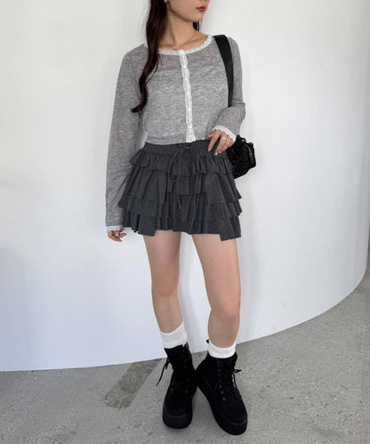 蕾絲拼接針織開衫