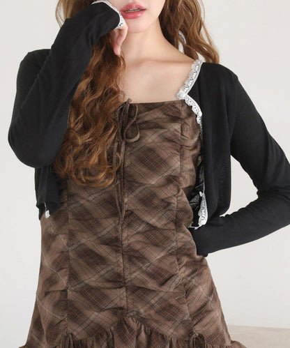 蕾絲拼接針織開衫