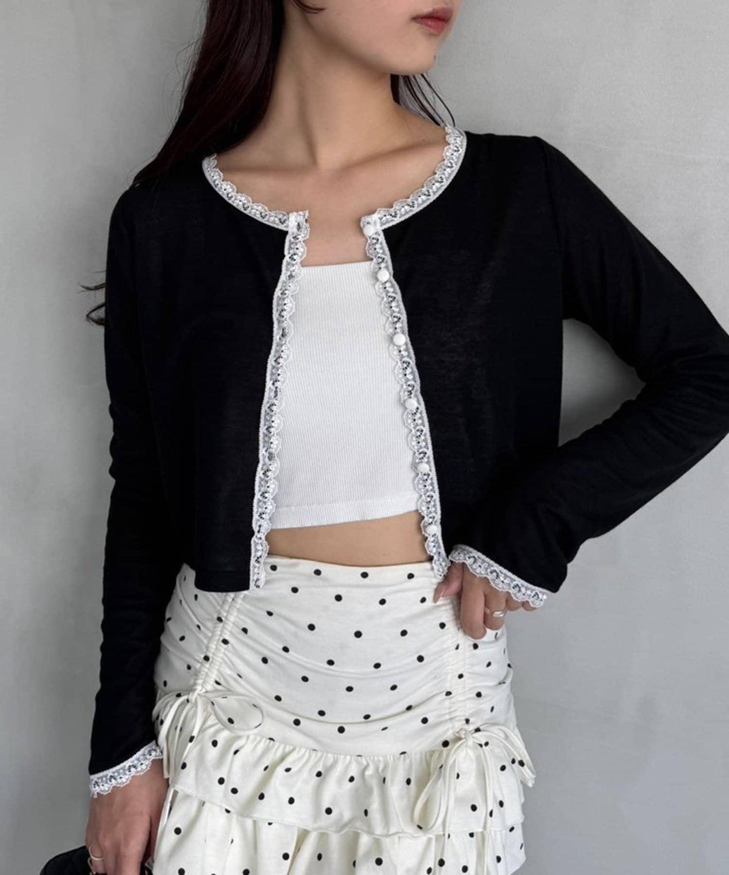 蕾絲拼接針織開衫