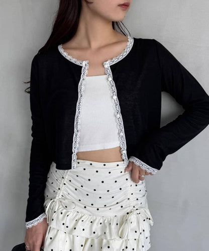 蕾絲拼接針織開衫