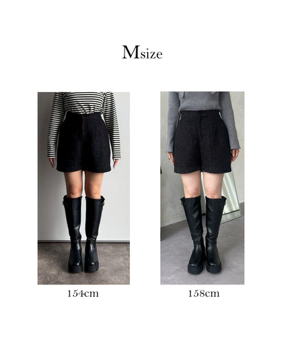 亮片粗花呢短褲