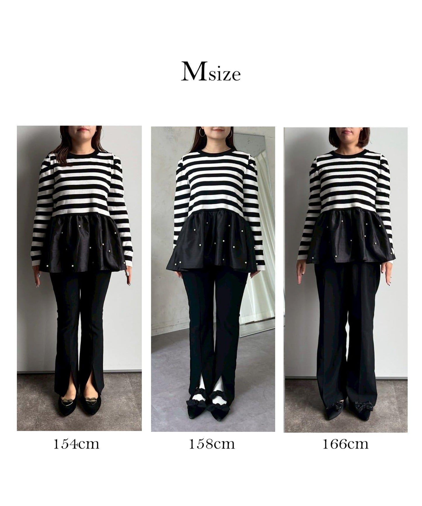 泡泡袖下襬珍珠拼接針織衫