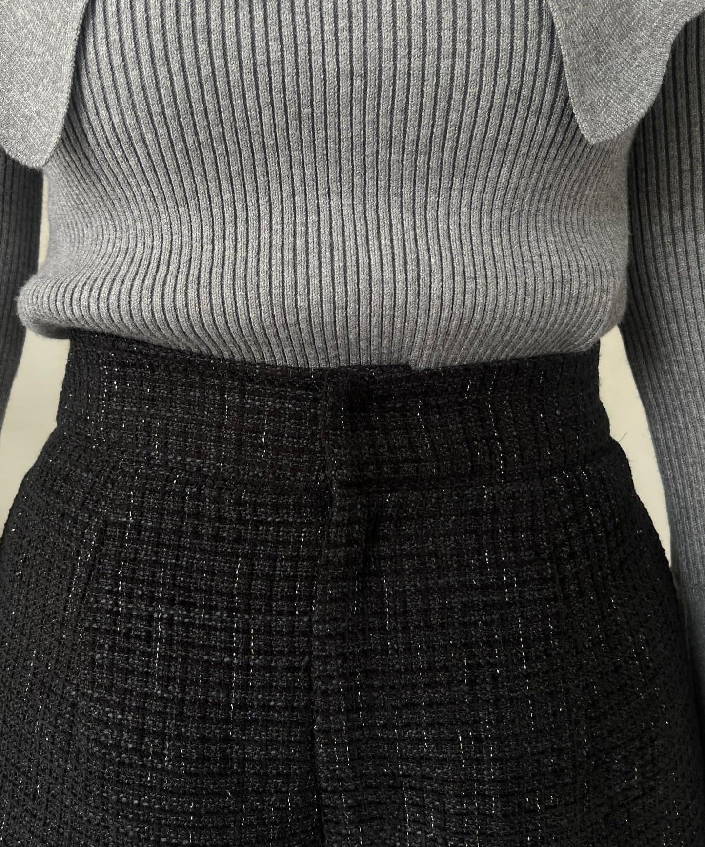 亮片粗花呢短褲