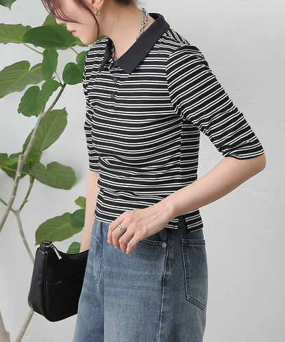 【AW】羅紋條紋POLO衫