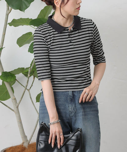 【AW】羅紋條紋POLO衫