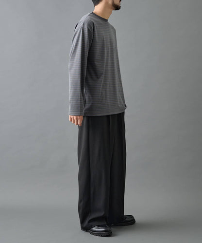 【AW】順滑觸感多色條紋長袖T恤