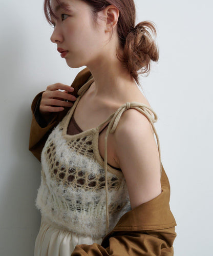 【Kastane】鏤空針織背心