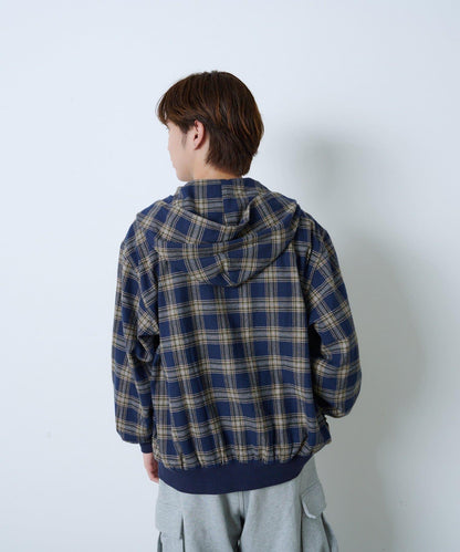 【WHIMSIC】格紋拉鍊連帽襯衫